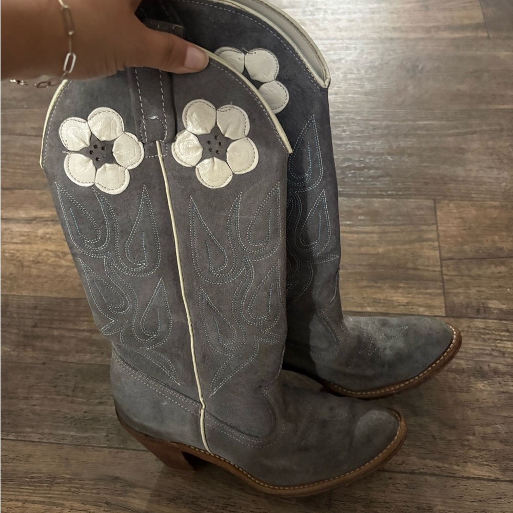 vintage Acme floral leather Daisy boots - Picture 3 of 7
